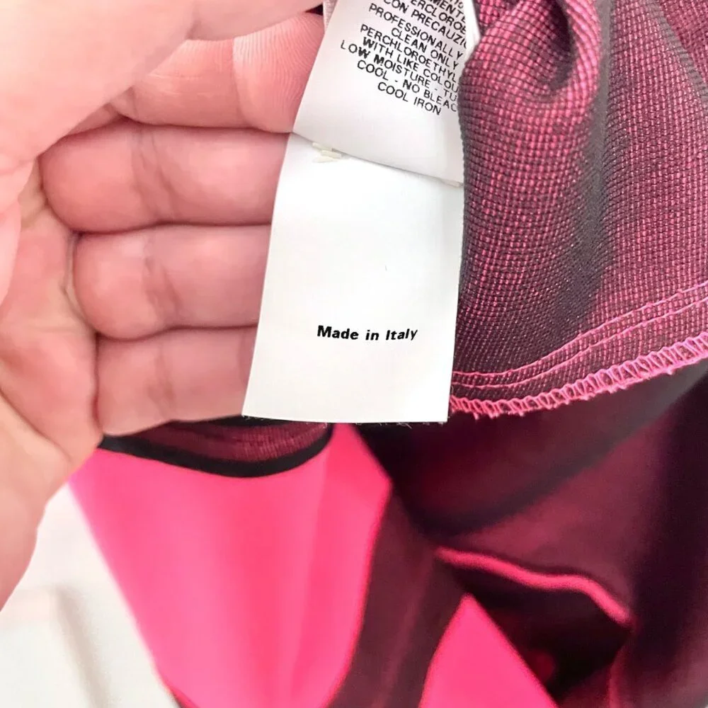 Cedric Charlier Ruffle Detail Pink Black Dress Size 10 Sleeveless Cocktail